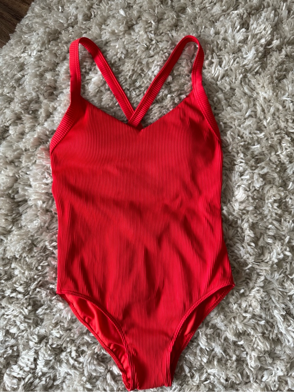 NWT Roxy Red Ribbed V-Neck One-Piece Swimsuit